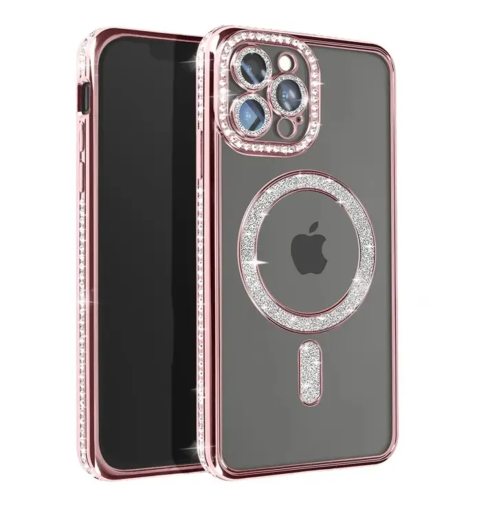 Coque pour iPhone 13 Pro Max Diamant MagSafe Rose