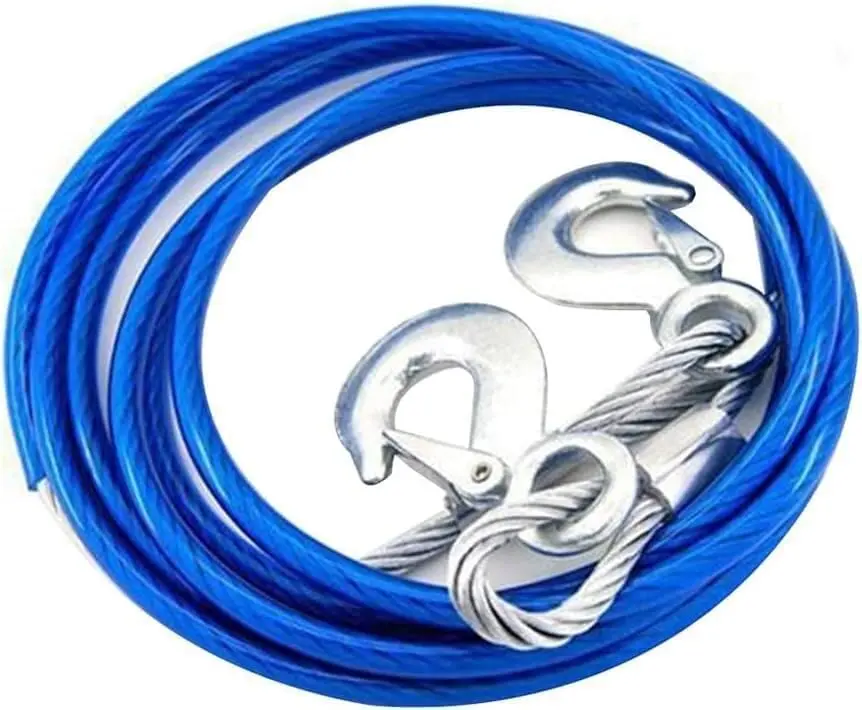 Corde de remorquage en fil d’acier pour voiture et bateau, câble d’urgence, sangle de remorquage, ligne de traction de transport avec crochet, soudure 5, 4m