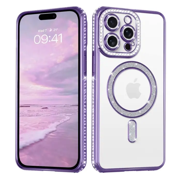 Coque pour iPhone 15 Pro Max Diamant MagSafe Violet