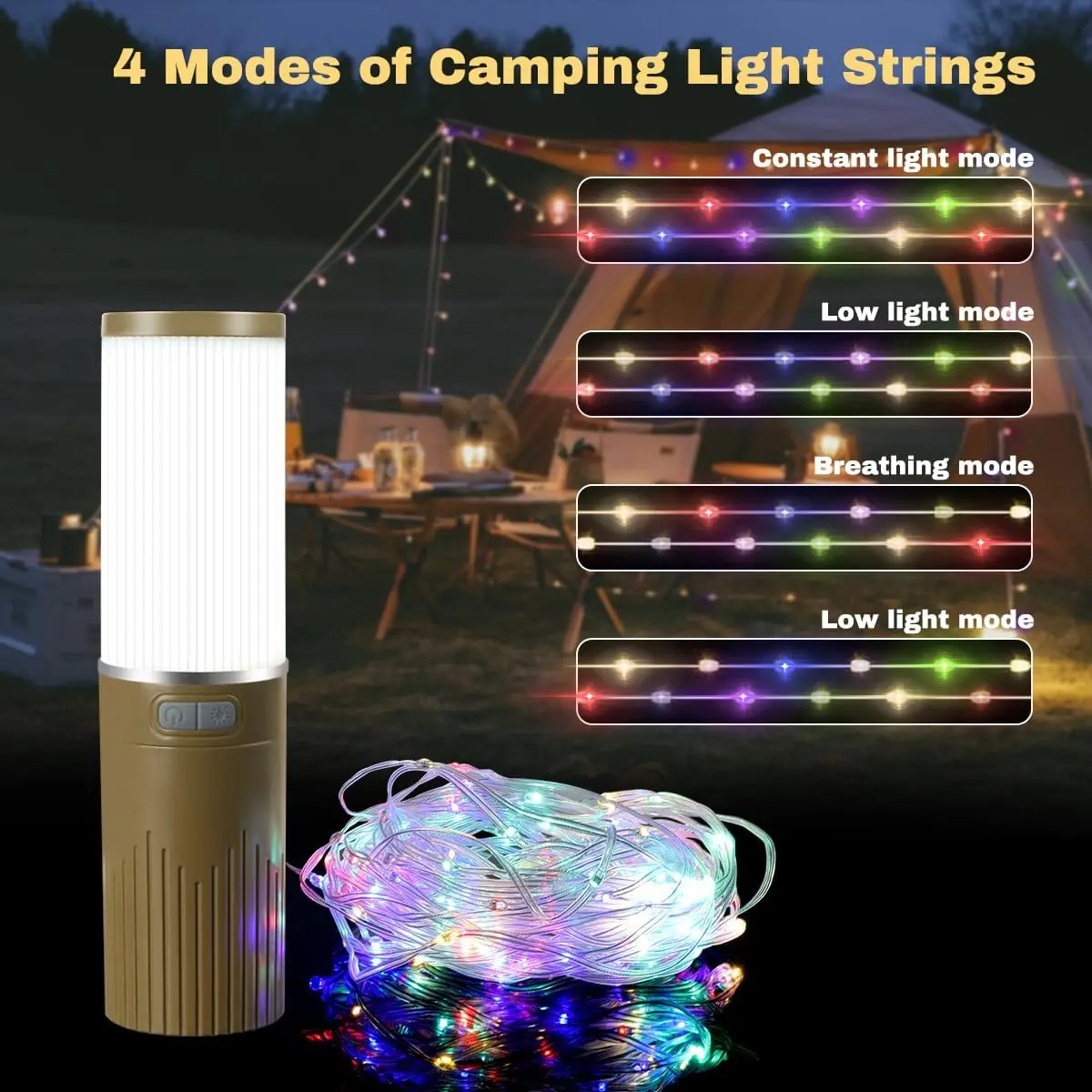 Lampes de camping pour l’extérieur 15 M, lampe de poche LED étanche, design crochet | Éclairage extérieur plusieurs modes d’éclairage Accessoires de camping