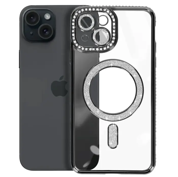 Coque pour iPhone 15 Diamant MagSafe Noir