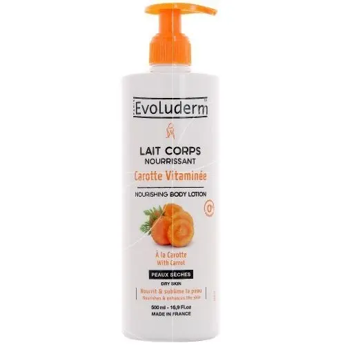 Evoluderm Lait Corps Nourrissant Carotte Vitaminée Peaux Sèches 500 ml