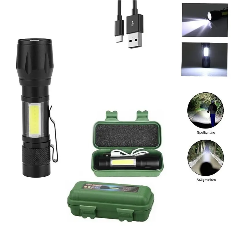 Lampe De Poche Portable Led Réglable Etanche Rechargeable