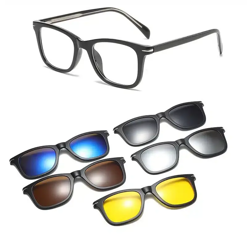 Lunette 6 en 1 hommes et femmes magnétique Clip-on lunettes de soleil polarisées Réf 1201TC1