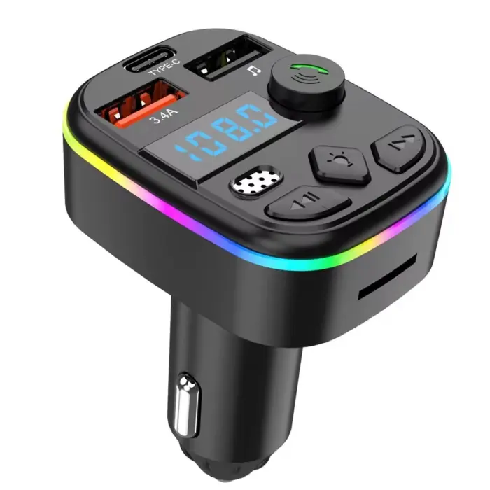 Transmetteur FM Voiture Bluetooth 5.3 Lecture MP3 avec Chargeur USB et Type-C