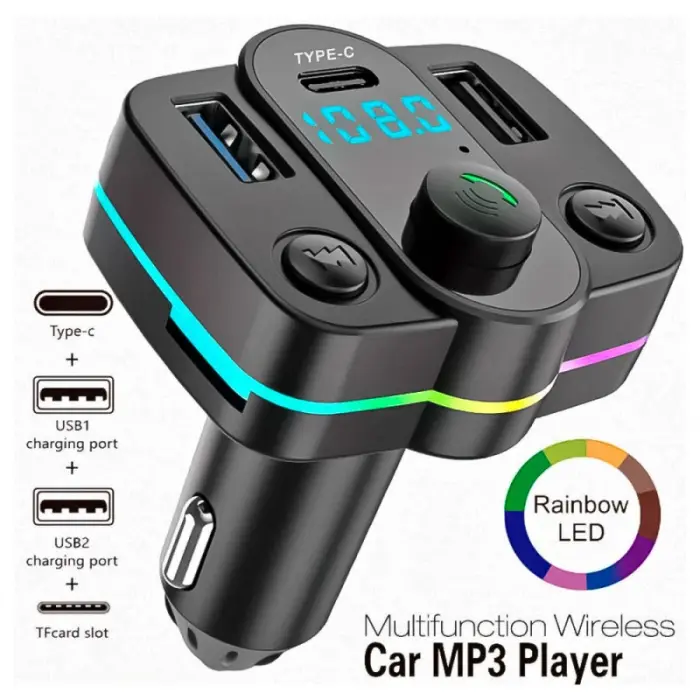 Transmetteur FM Bluetooth de Voiture PD Type-C Double USB 3.1A