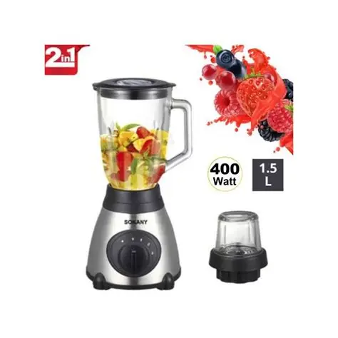Mixeur 2en1- 400W Blender 1.5L En Verre - Moulin A Épices