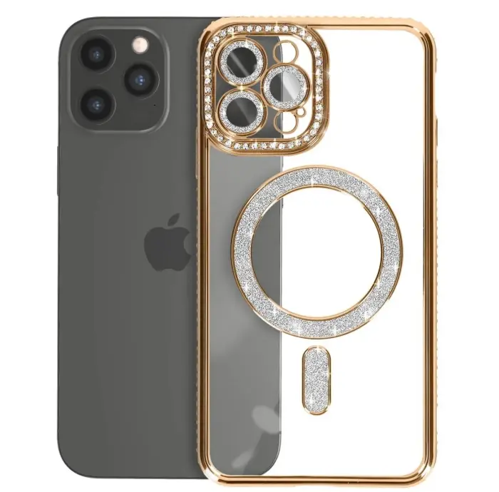 Coque pour iPhone 13 Pro Max Diamant MagSafe Gold