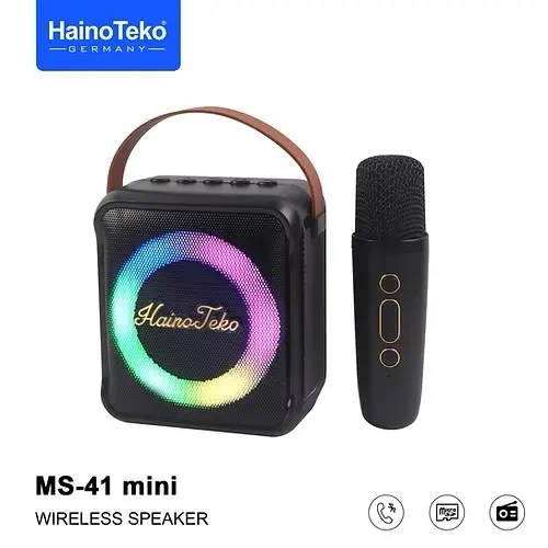 Haino Teko Mini Enceinte Bluetooth avec Micro LED Noir