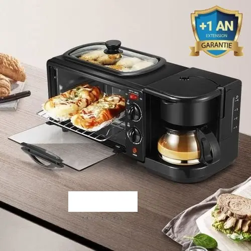Four électrique 3 en 1- Machine à Café Sandwich et Petit Déjeuner -Garantie 1 An