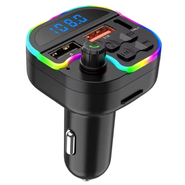 Transmetteur FM Bluetooth V5.3 Multifonction pour Voiture 40W LED