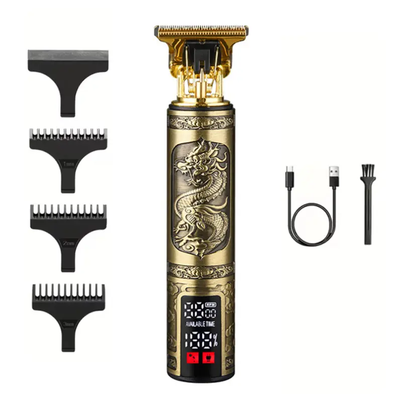 Tondeuse à barbe avec affichage LED - Tête de couteau en alliage USB