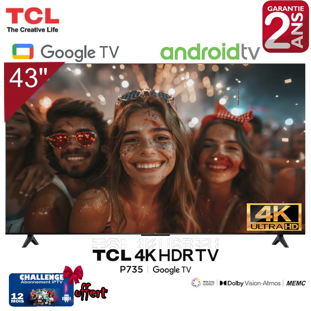 TV 43" TCL - 43P735 - UHD 4K - GOOGLE TV - Garantie 2 ans