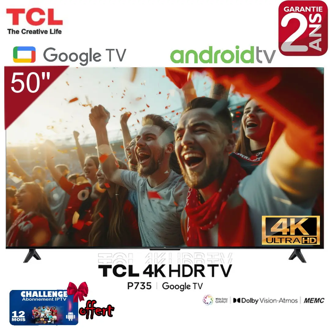 TV 50" TCL - 50P735 - UHD 4K - GOOGLE TV - Garantie 2 ans