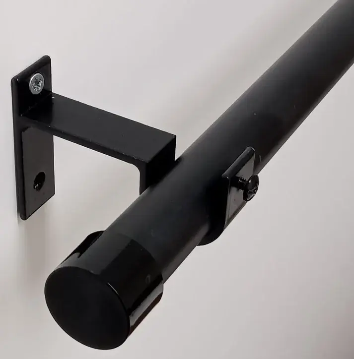 Tringle à rideau avec embouts cylindriques Noir - Mhirsi