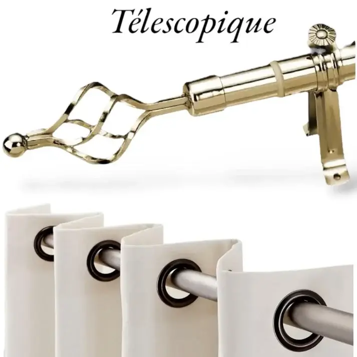 Tringle Extensible pour Rideau en Acier – Ø25 mm - OR Brillant