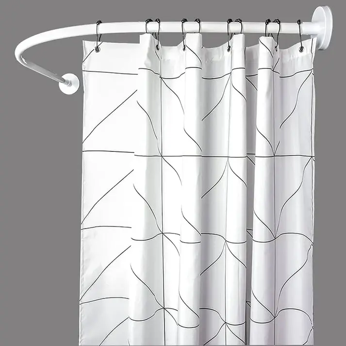 Barre de douche Rond Tringle rideaux universelle Aluminium Blanc 90cmx90cm