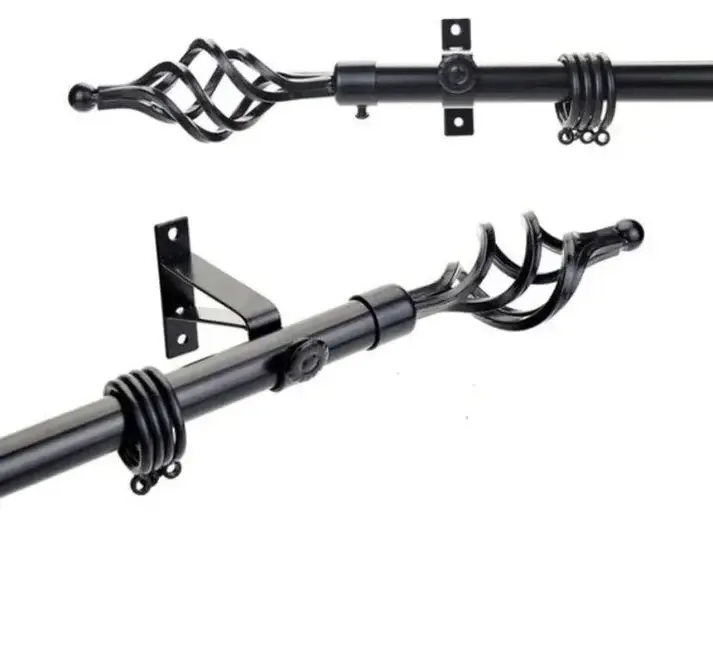 Tringle Extensible pour Rideau en Acier – Ø25 mm - Noir