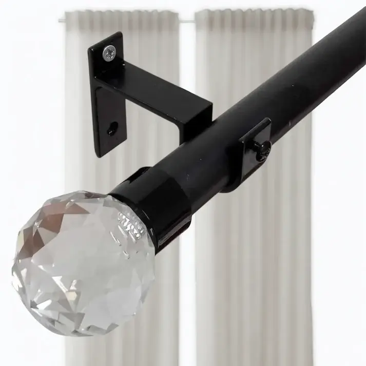 Tringle à rideau avec embouts cristal Noir - Mhirsi