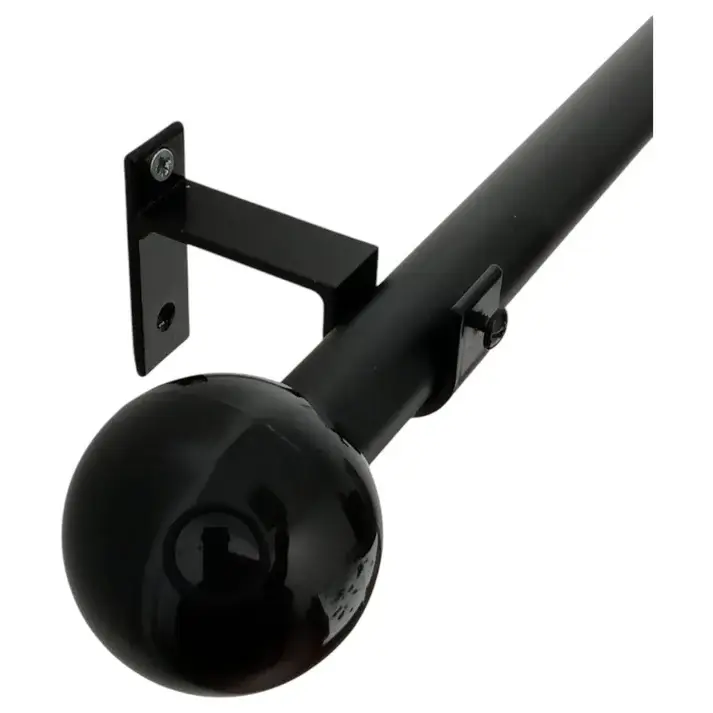 Tringle à rideau avec embouts sphérique Noir - Mhirsi