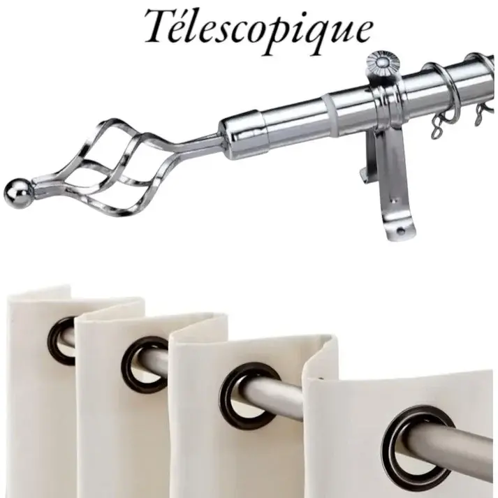 Tringle Extensible pour Rideau en Acier – Ø25 mm - Chrome