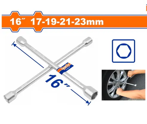 Cle en croix - pour jante voiture 16" – 17x19x21x23 mm