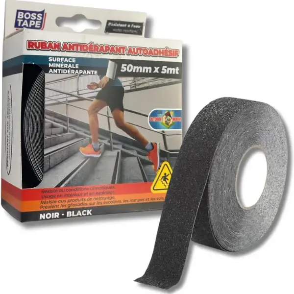 Ruban anti-dérapant adhésif au sol pour escaliers Noir 25mmx5m