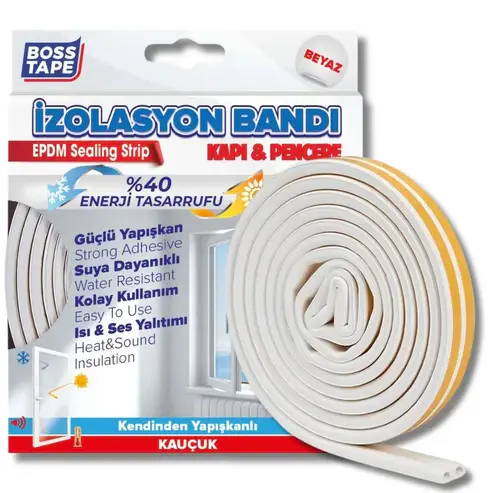 Joint d'étanchéité pour porte , fenêtre, isolation thermique, Type D, BLANC