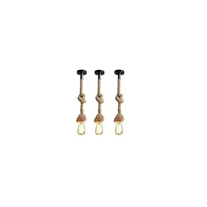 Lot de 3 suspensions corde - 1M- Avec lampe filament E27