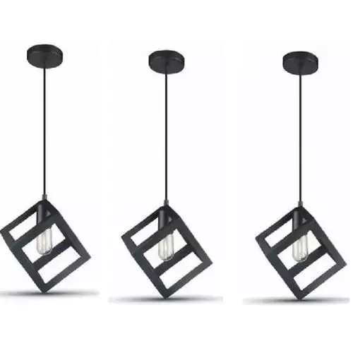 Lot de 3 suspensions - Douille E27 Cube - Noir