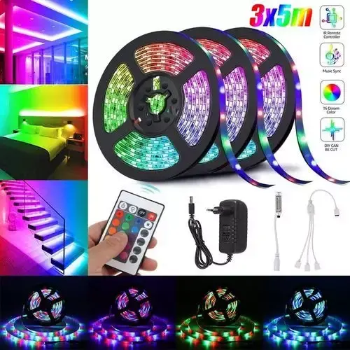 15 Mètre LED RGB - 3 x 5 mètre ruban multicolore - Waterproof