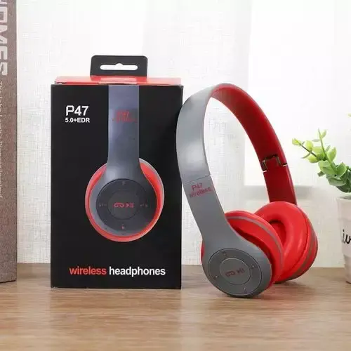 Casque P47- sans fils -MP3- Bluetooth -Rouge