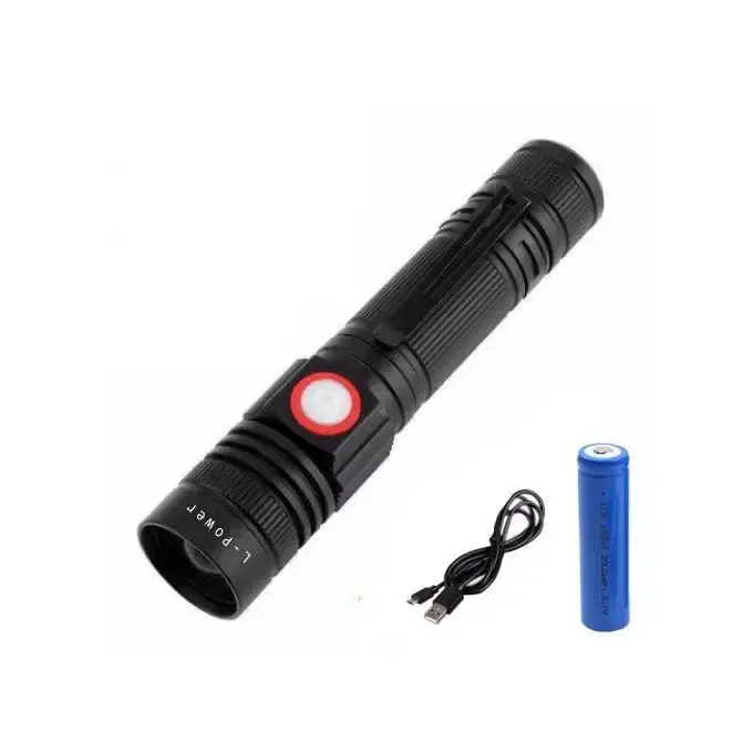 Lampe Torche - Rechargeable avec zoom - Noir