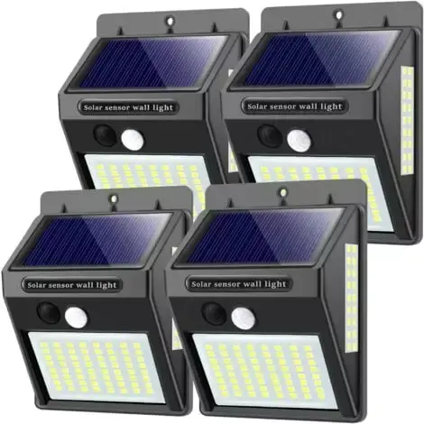 Pack 4 - Applique Murale - Led Solaire - Avec Détecteur De Mouvement Etanche