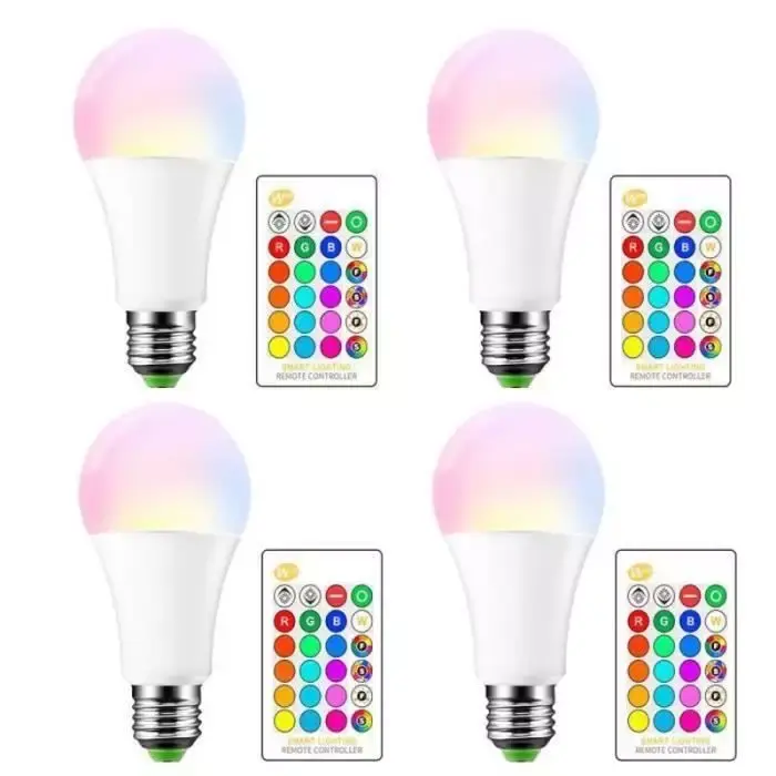 Kit de 4 lampes spot - Avec 4 télecommandes - Led - GU 5.3 - 3 w - 220 v -RGB