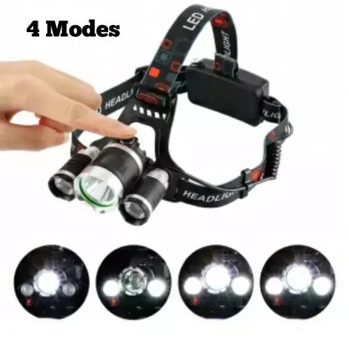 Lampe Frontale Fiable avec une alimentation rechargeable - étanche - 4 Modes