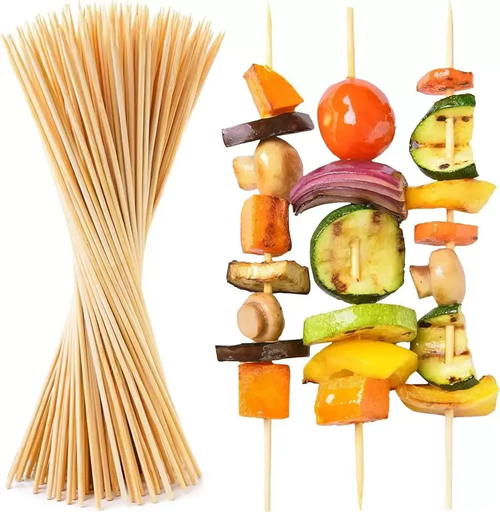 Bâtons de Bois - 100 Pièces - Brochette - Bambou - 9 * 25 cm