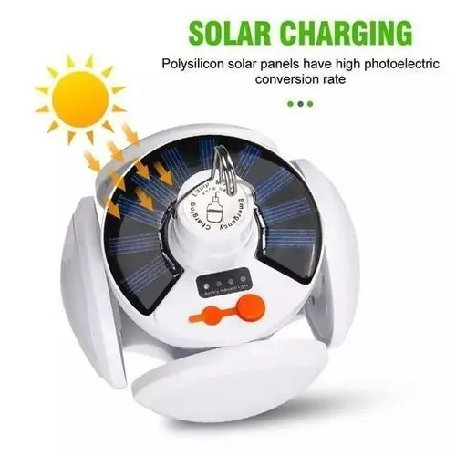 Ampoule Solaire Etanche d'Urgence Pour Camping et jardin Rechargeable USB câble