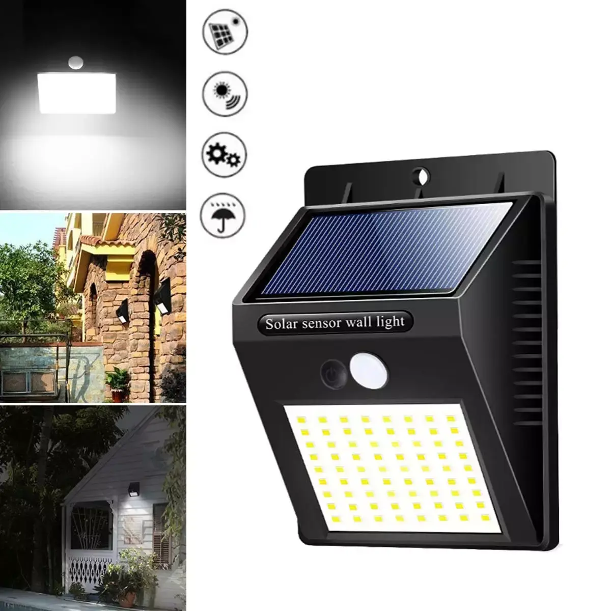 Lampe murale sans fil - Solaire - Détection de mouvement - 20 led