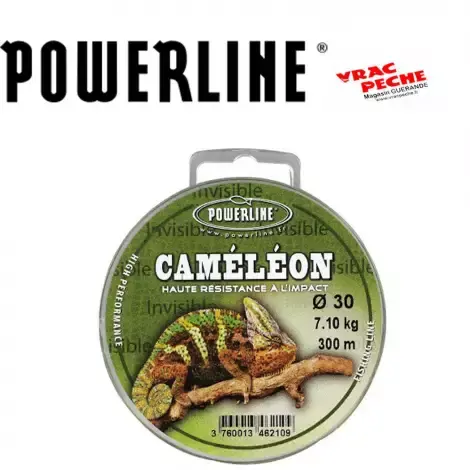 Bobine de 300m Nylon Caméléon POWERLINE - fil de pêche Nylon extra fort-vert