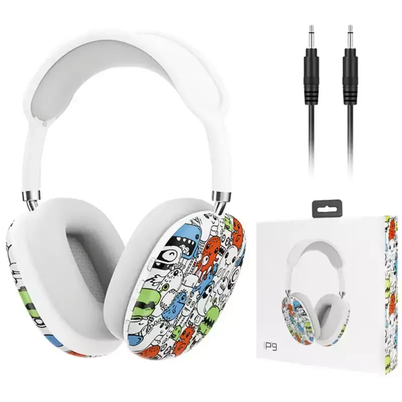 Casque sans fil P9 bleutooth - GRAFFITI - WHITE