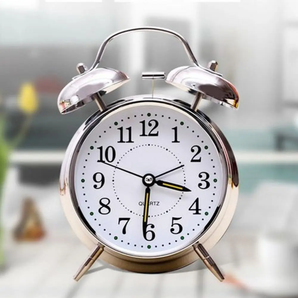 Horloge Réveil Ronde en Argent