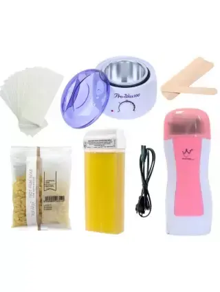 Kit Epilation Complet : Chauffe Cire Chaude + 100g Cire + 10 Spatules + Chauffe Cire Cartouche + 1 Cire + 100 Papiers