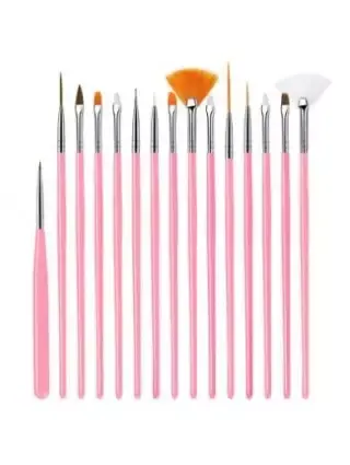 Lot 15 Pinceaux Gels - Nail Art Acrylique Strass Feuille d'Or