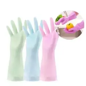 Deux Gants de ménage de caoutchouc imperméables à l'eau - Orange