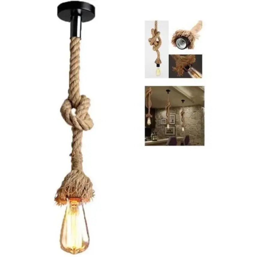 Lustre en Corde de Chanvre Suspension 1m
