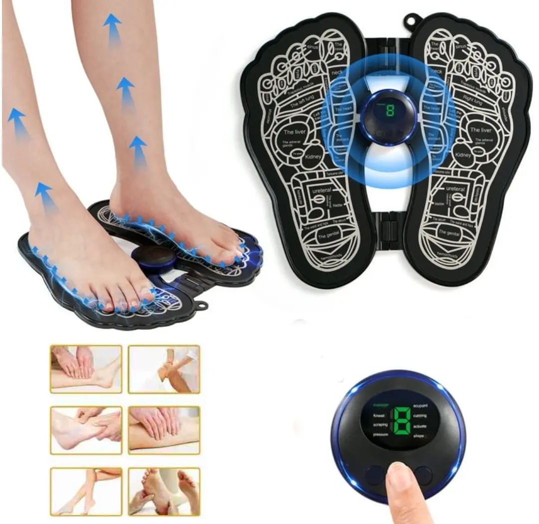 Masseur De Pieds Électrique EMS Stimulateur Musculaire Portable et Pliable