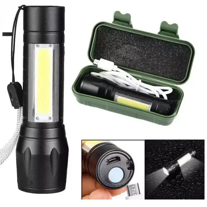 6 x Mini Torche à LED avec éclairage latéral en alliage d'aluminium - Zoomable - Ultra Lumineuse