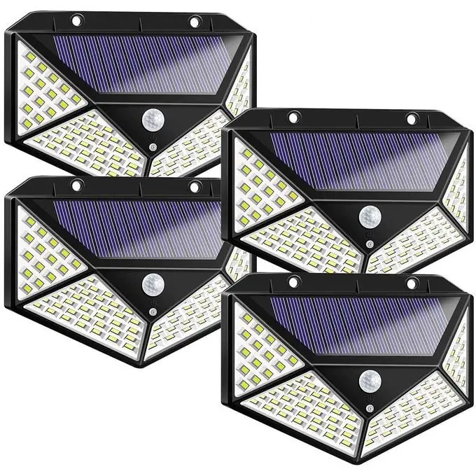 Pack de 4 Lampes Solaires 100 led - Applique d'Extérieur - Projecteur Solaire