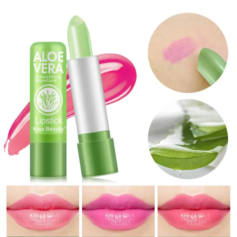 Rouge à lèvres à l'aloe Vera, baume à couleur changeante, hydratant, imperméable, Anti-fissuration, changement de température